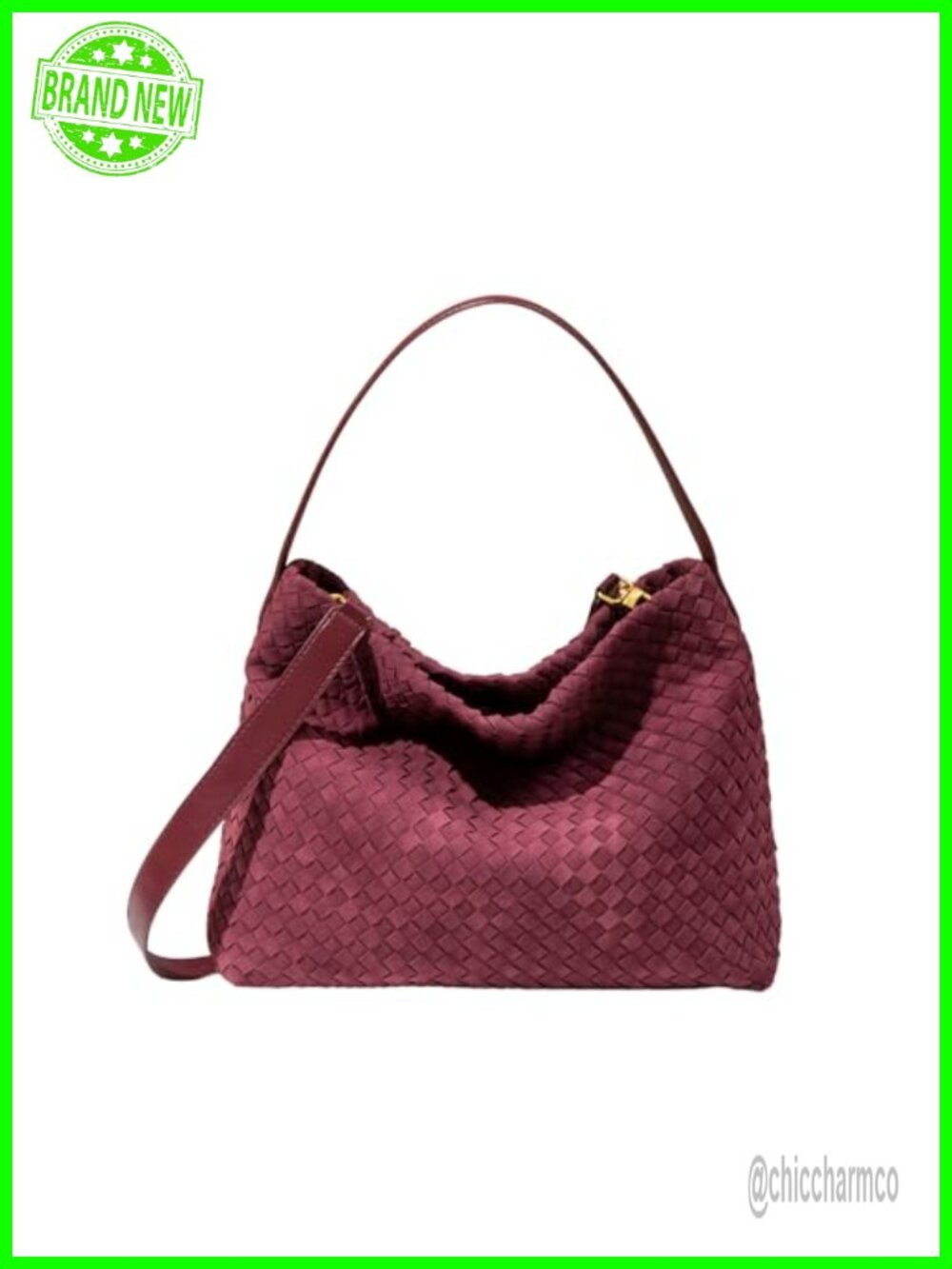 Faux Suede Woven Tote Bag Large Hobo Shoulder Purse Vegan